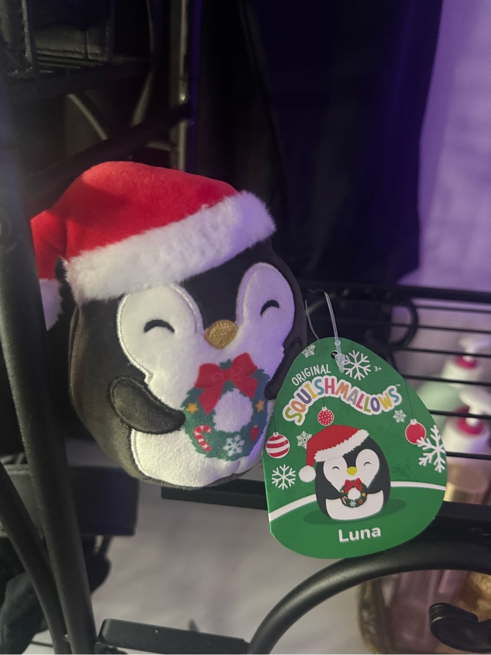 Squishmallows Luna Penguin Plush - Black, White & Red Holiday Hat - Picture 2 of 7